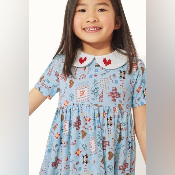 PATCHWORK DITSY SHORT SLEEVE JERSEY DRESS ( new) - Picture 3 of 8